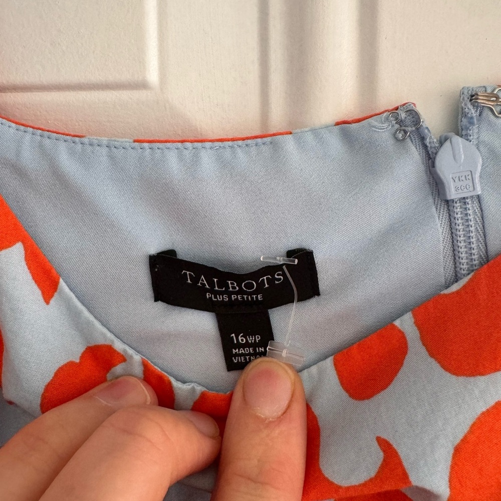 Talbots Vibrant Orange and Blue Midi Dress - Picture 4 of 5